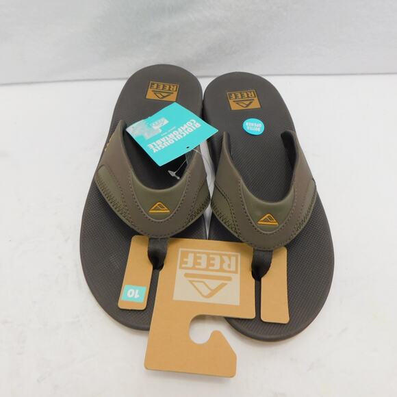 Reef Brown Fanning Men Flip Flops Size 10 with Bottle Opener New - Picture 2 of 12